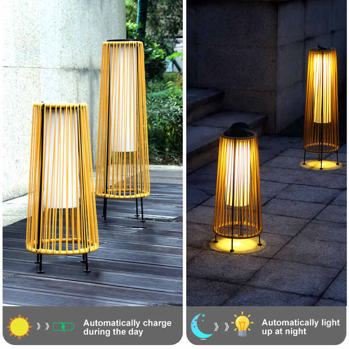 Skorter | Solar LED Rattan Lantern – Large Outdoor Lighting in Oval Design for Garden and Terrace