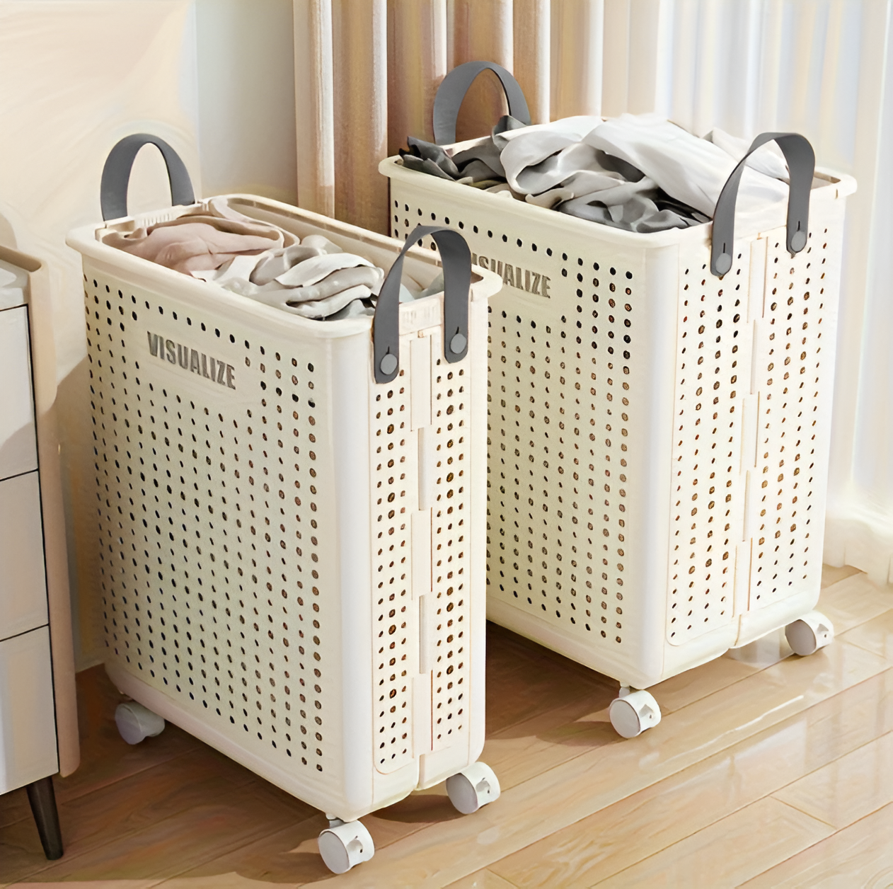 Skorter | FoldaRoll Collapsible Laundry Basket – Wheeled Rolling Hamper