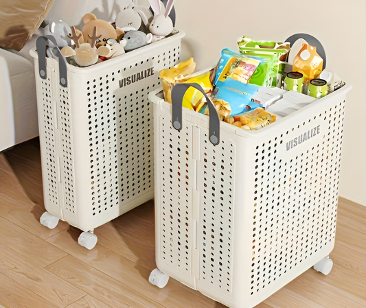 Skorter | FoldaRoll Collapsible Laundry Basket – Wheeled Rolling Hamper