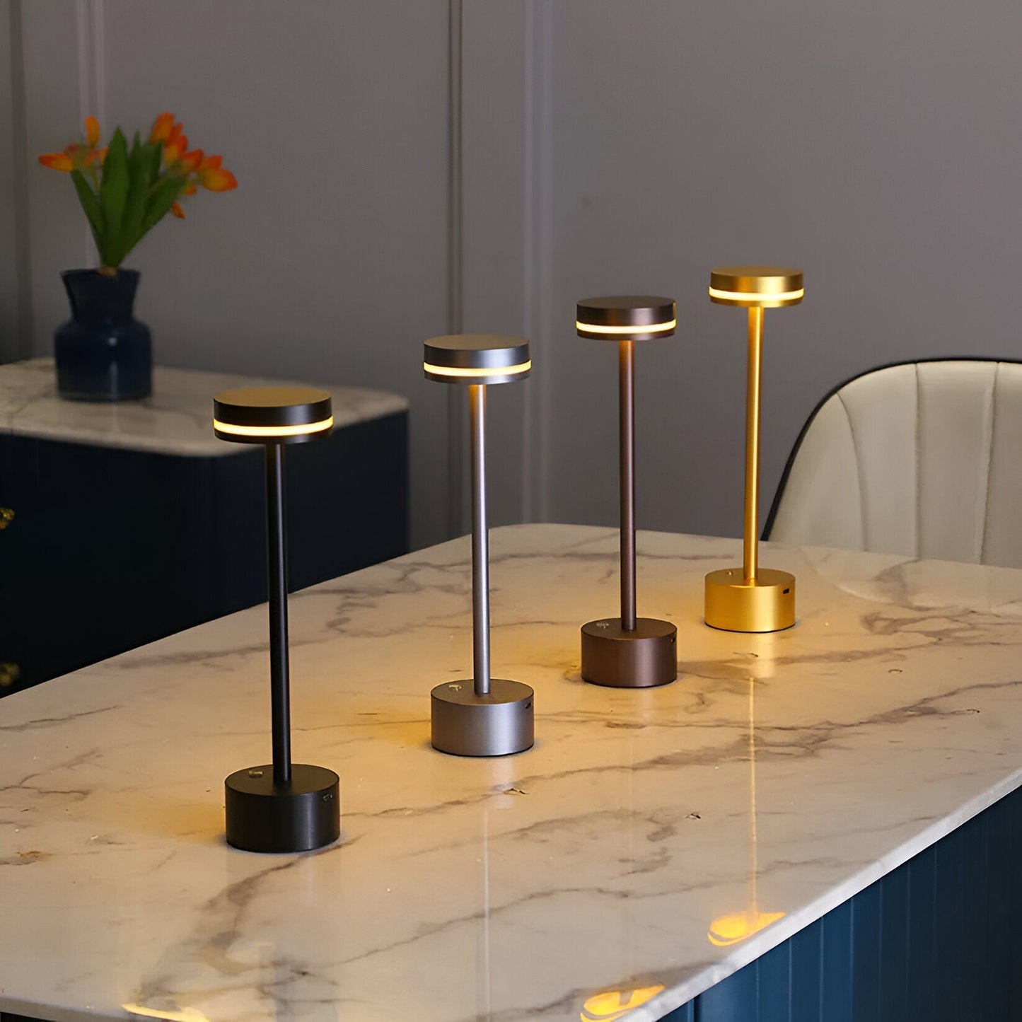 Skorter | Mantle Touch Lamp - Portable, Rechargeable Table Lamp - Dimmable Light