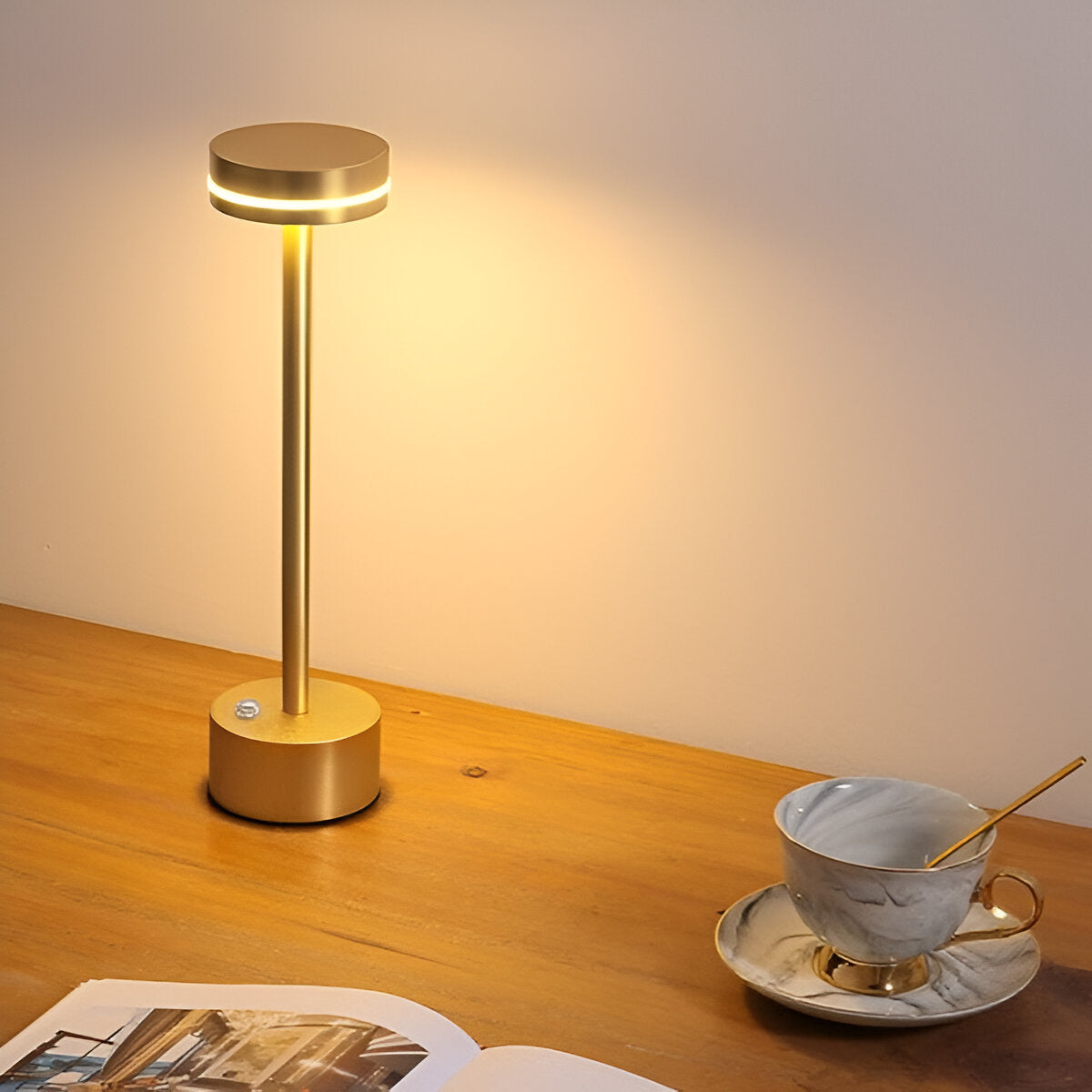 Skorter | Mantle Touch Lamp - Portable, Rechargeable Table Lamp - Dimmable Light