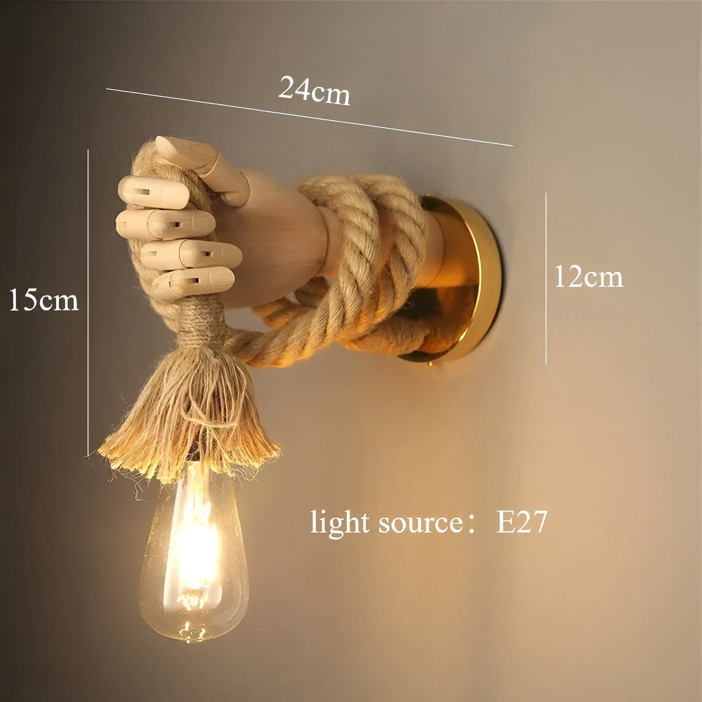 Skorter | RetroHand Lamp - Handmade Hemp Rope Wall Lamp for a Timeless Touch
