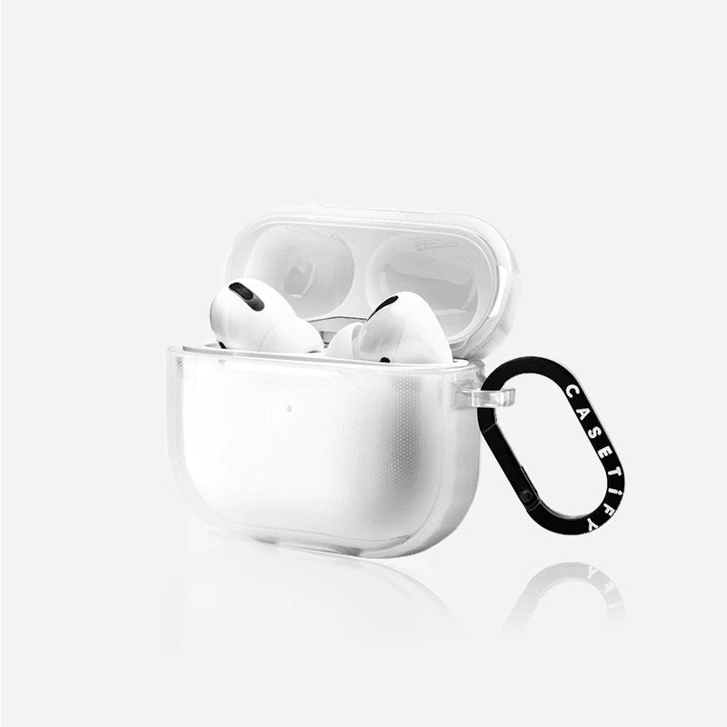 Skorter | Crystal clear shock-resistant AirPods Pro case with black carabiner clip (clear)