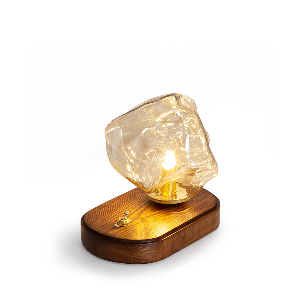 Skorter | RusticLume – Amber Glass and Wooden Table Lamp