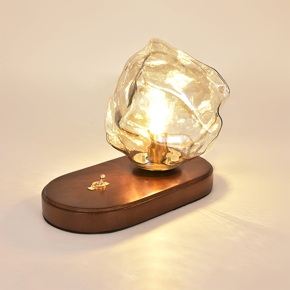 Skorter | RusticLume – Amber Glass and Wooden Table Lamp
