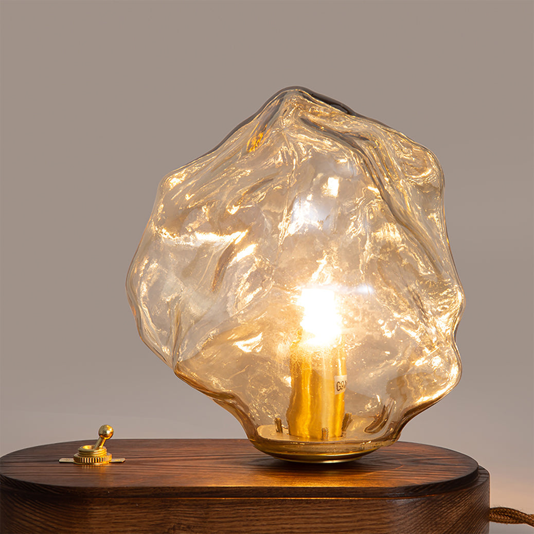 Skorter | RusticLume – Amber Glass and Wooden Table Lamp