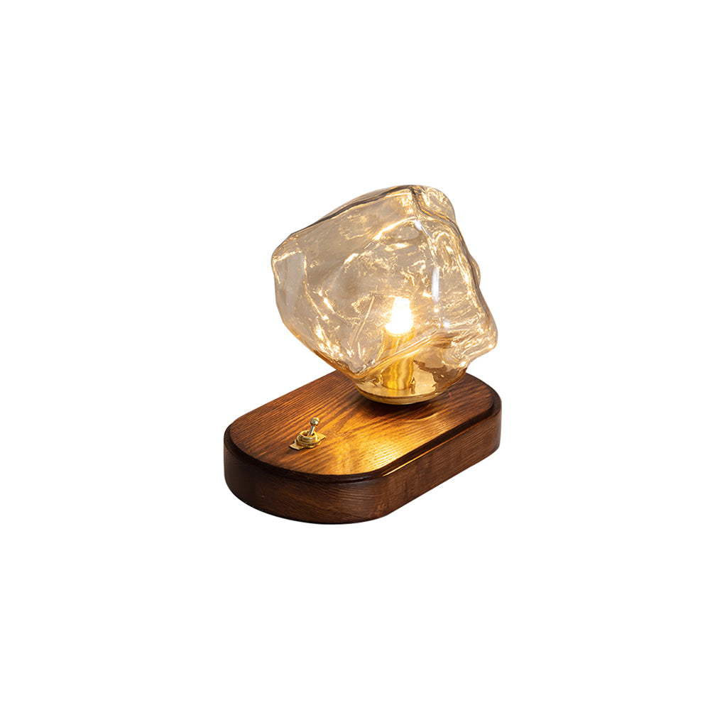 Skorter | RusticLume – Amber Glass and Wooden Table Lamp