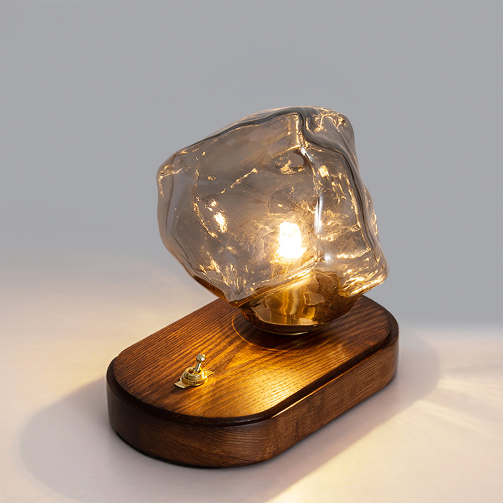Skorter | RusticLume – Amber Glass and Wooden Table Lamp