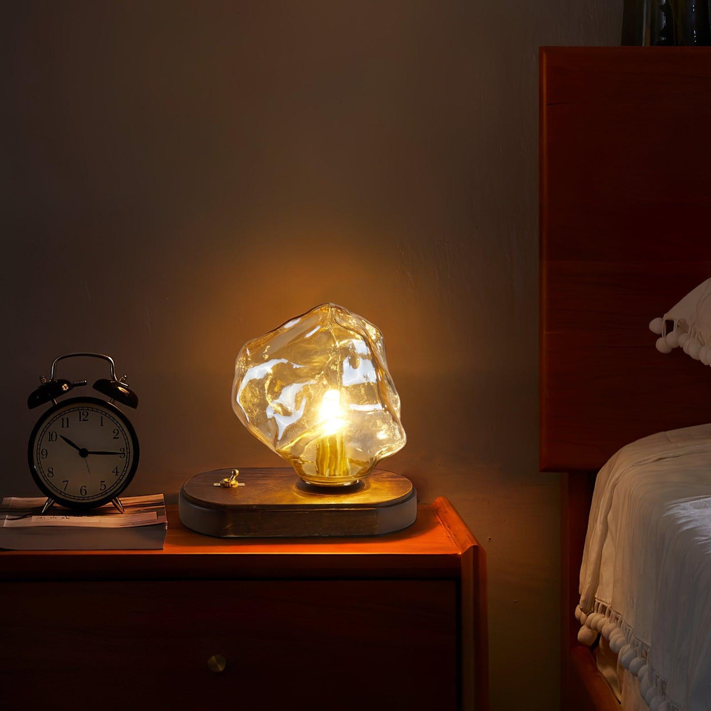 Skorter | Glass Block Table Lamp | Modern Design with Clear Glass | Ideal for Living Room & Bedroom Lighting