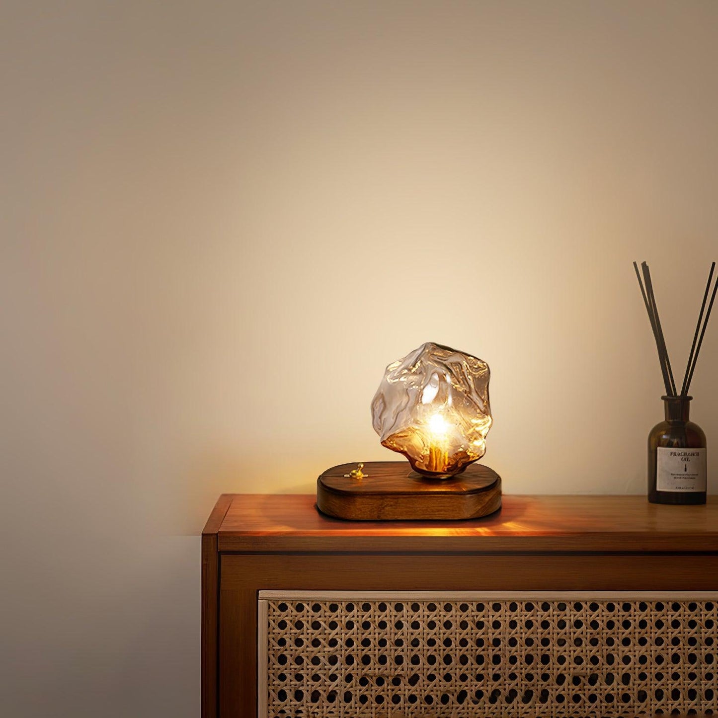 Skorter | Glass Block Table Lamp | Modern Design with Clear Glass | Ideal for Living Room & Bedroom Lighting