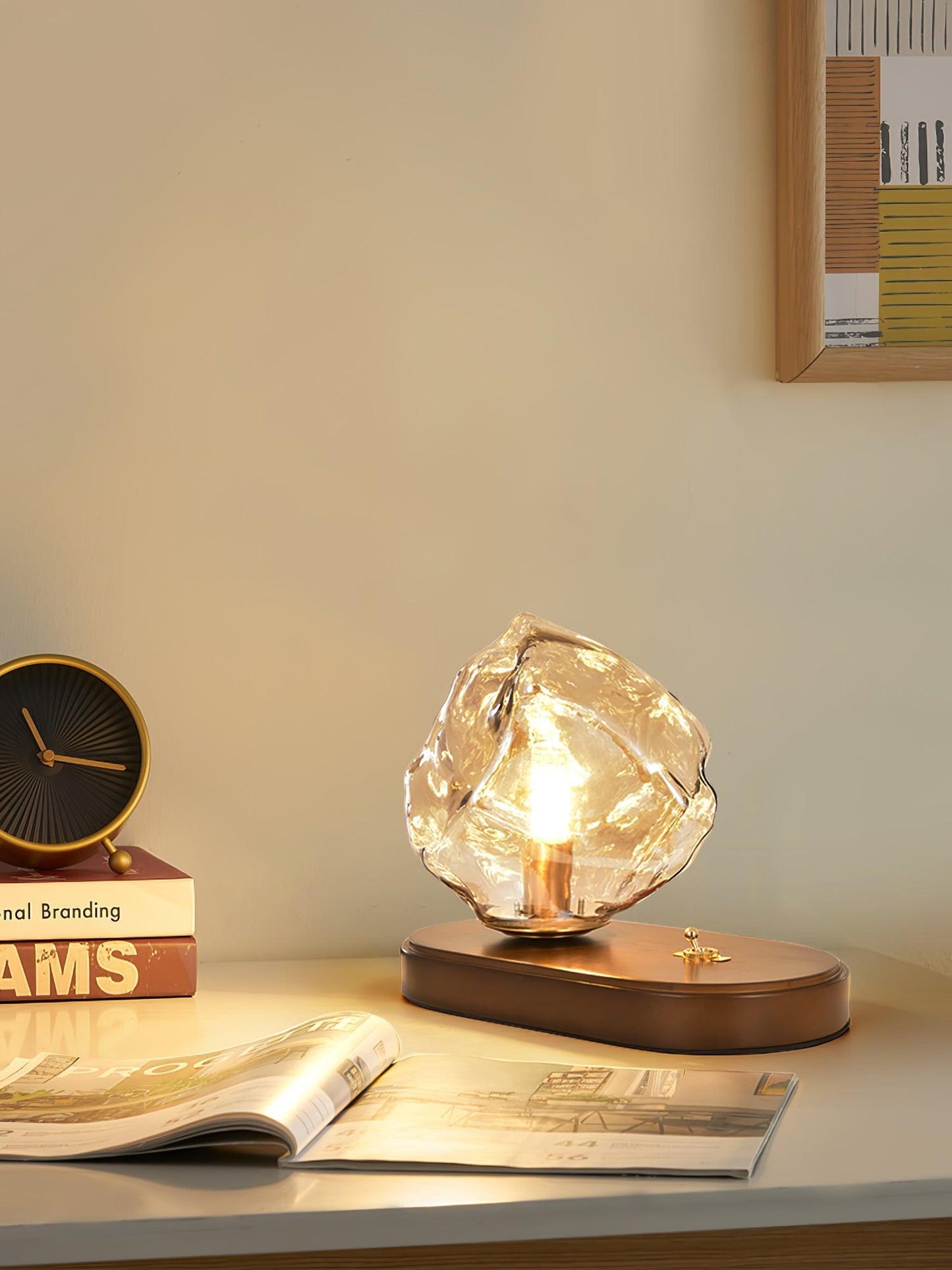 Skorter | Glass Block Table Lamp | Modern Design with Clear Glass | Ideal for Living Room & Bedroom Lighting