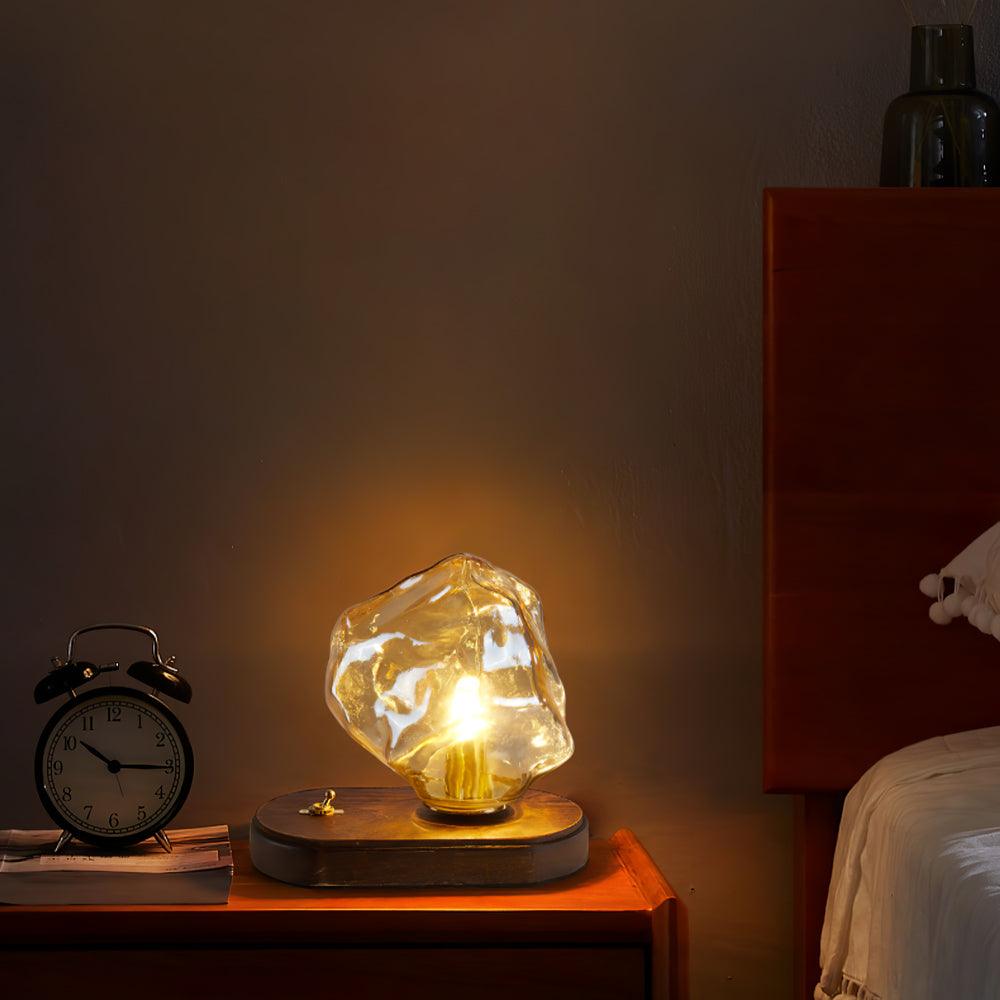 Skorter | Glass Block Table Lamp | Modern Design with Clear Glass | Ideal for Living Room & Bedroom Lighting