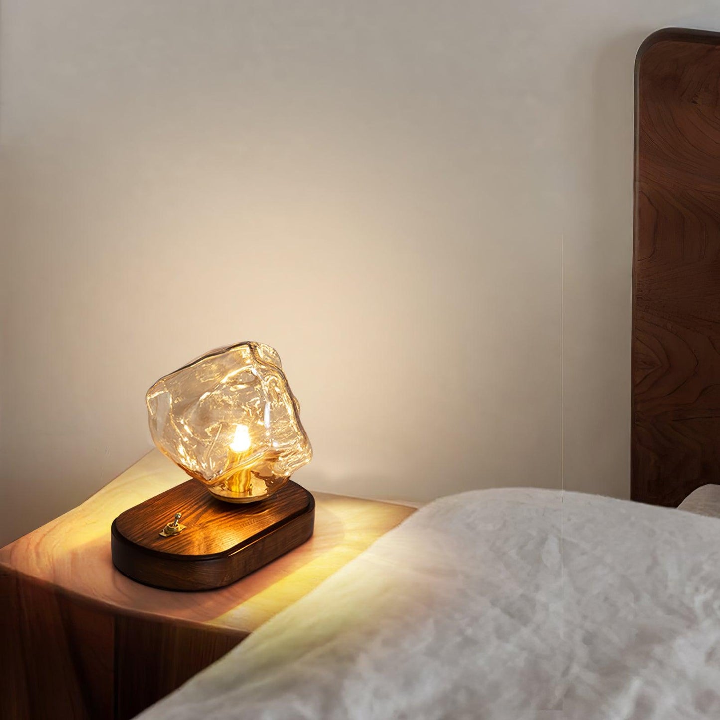 Skorter | Glass Block Table Lamp | Modern Design with Clear Glass | Ideal for Living Room & Bedroom Lighting