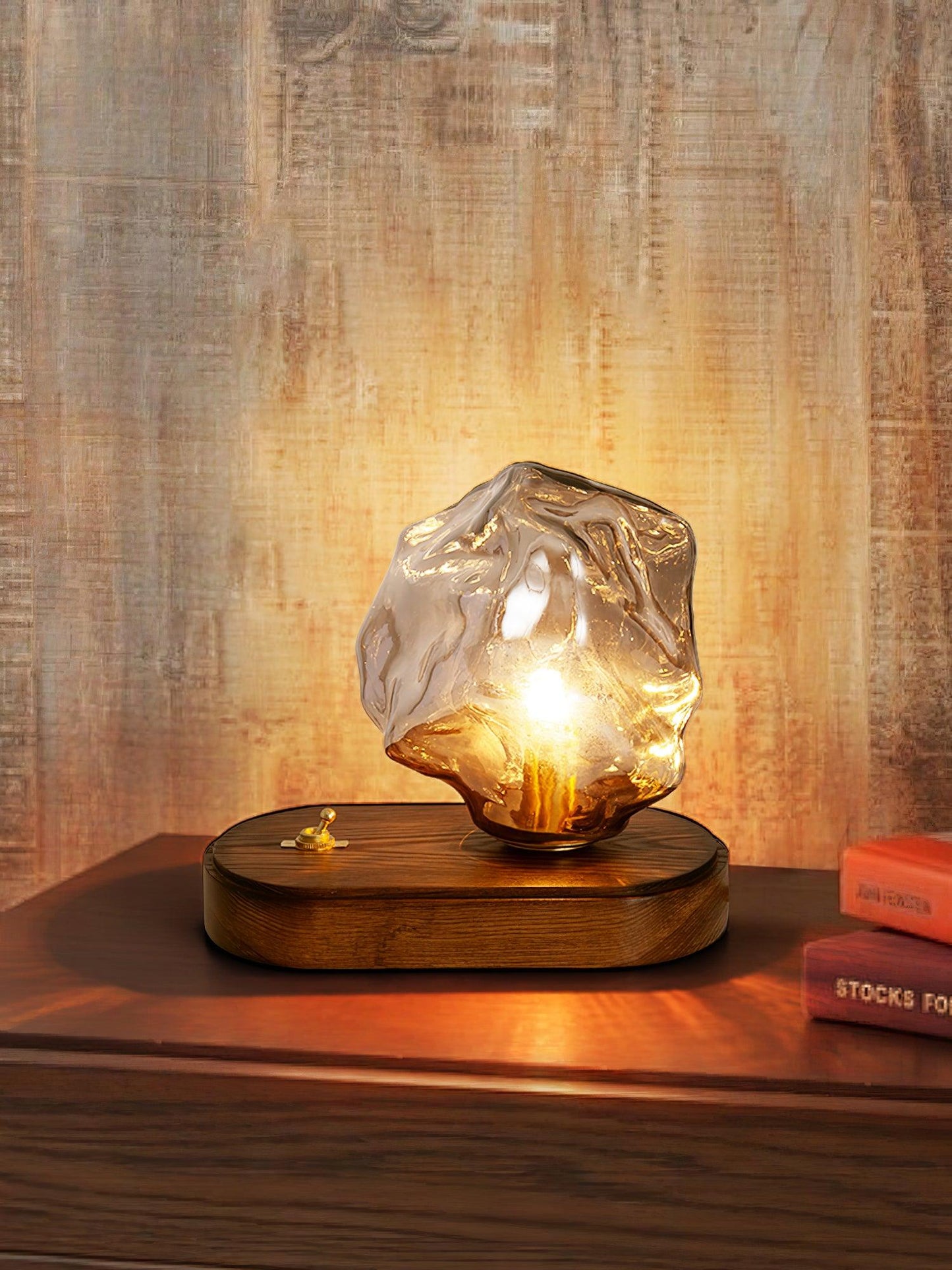Skorter | Glass Block Table Lamp | Modern Design with Clear Glass | Ideal for Living Room & Bedroom Lighting