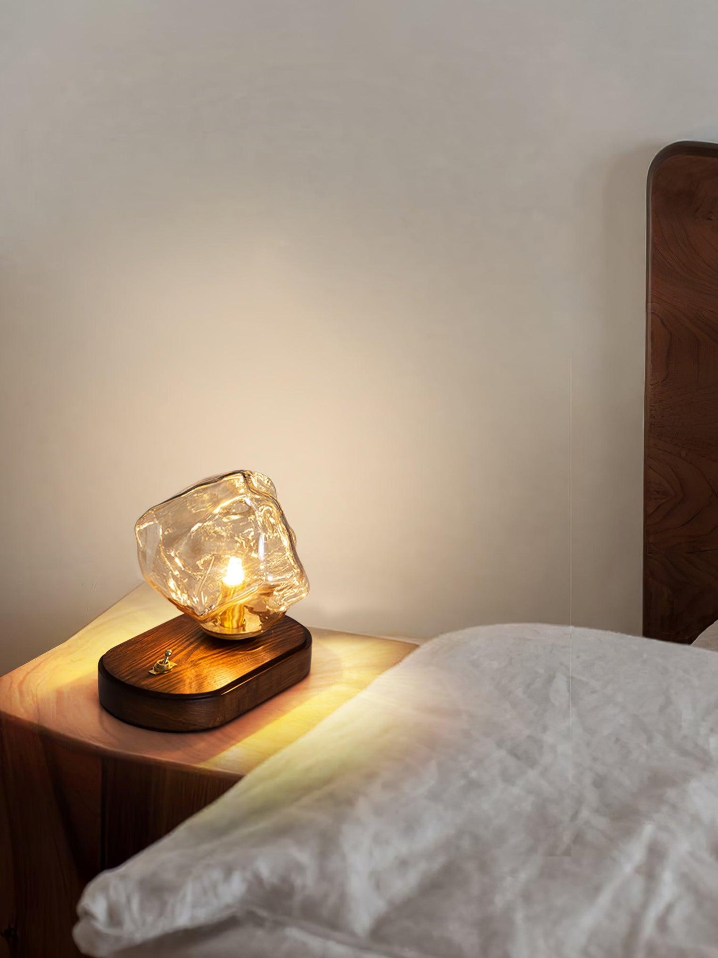 Skorter | Glass Block Table Lamp | Modern Design with Clear Glass | Ideal for Living Room & Bedroom Lighting