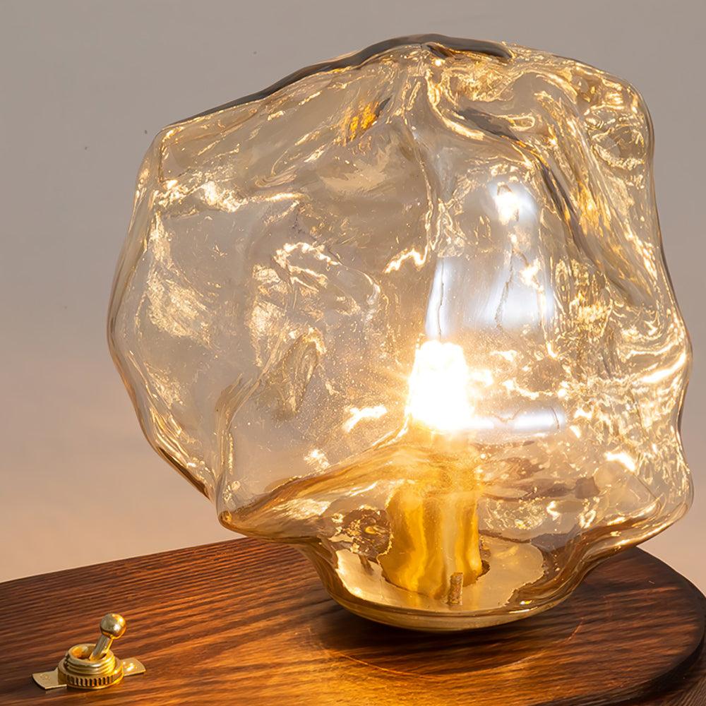 Skorter | Glass Block Table Lamp | Modern Design with Clear Glass | Ideal for Living Room & Bedroom Lighting