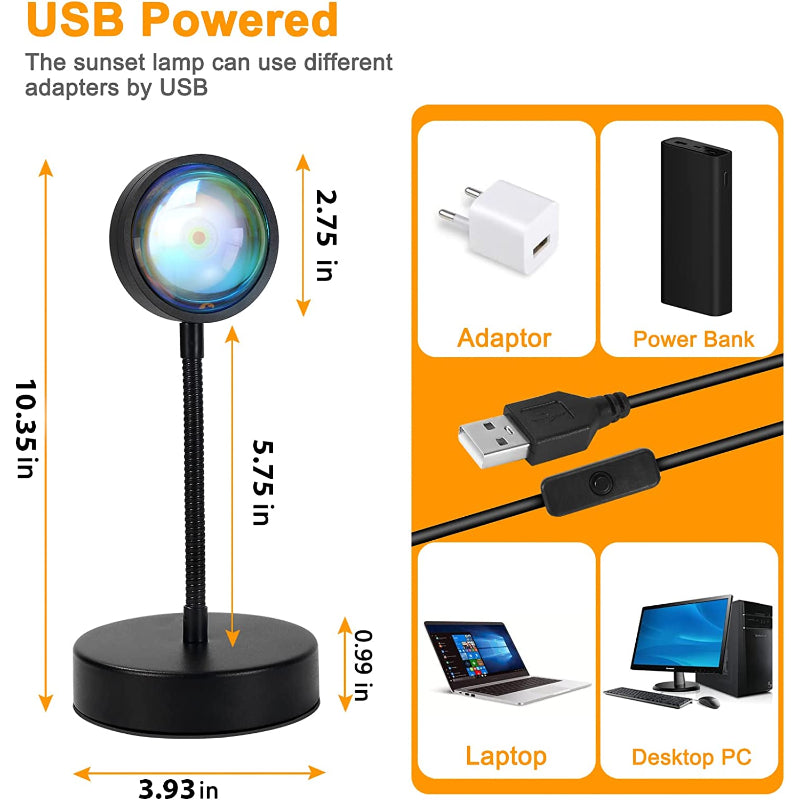 Skorter | Sunset Lamp Projector - LED Night Light with 16 RGB Colors and 360° Rotation