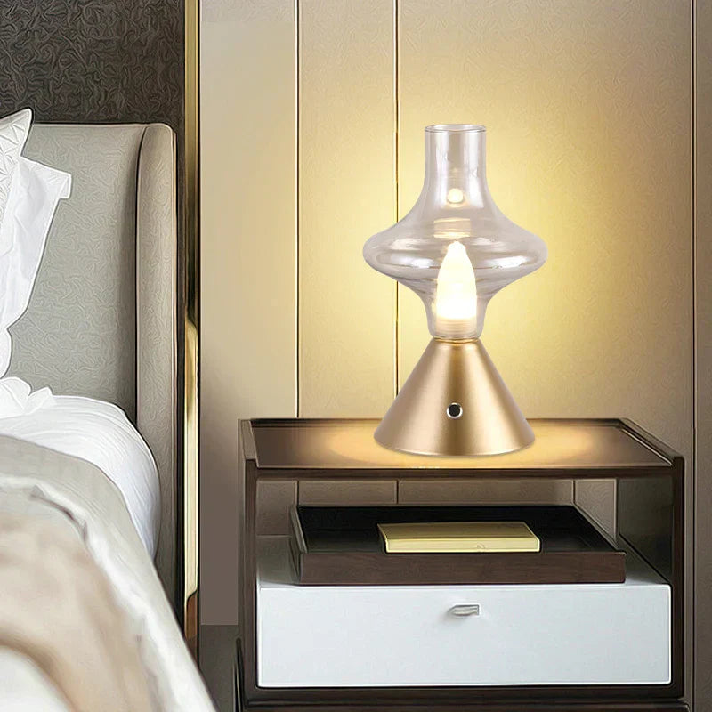 Skorter | RomanticGlow - Glass Table Lamp with Dimmable LED – Stylish Night Lamp