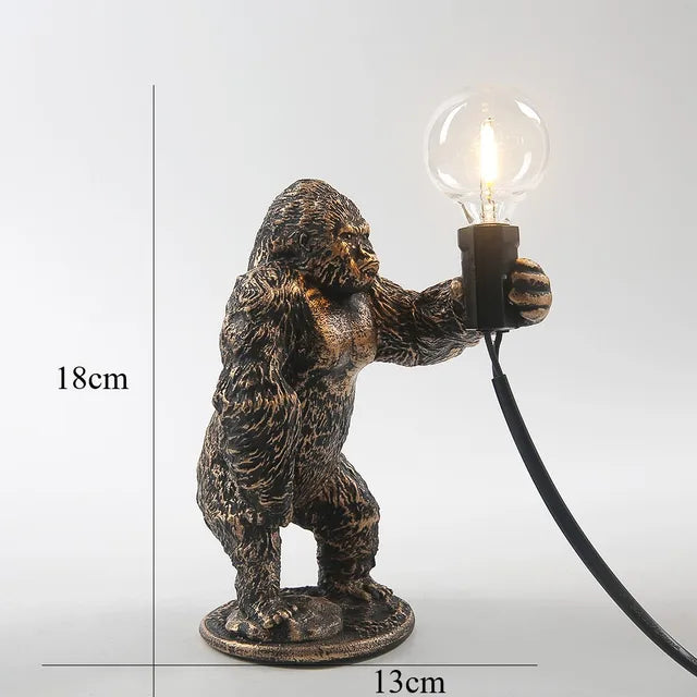 Skorter | GorillaLux - Unique Gorilla Table Lamp | Modern Animal Lamp with Warm LED Light
