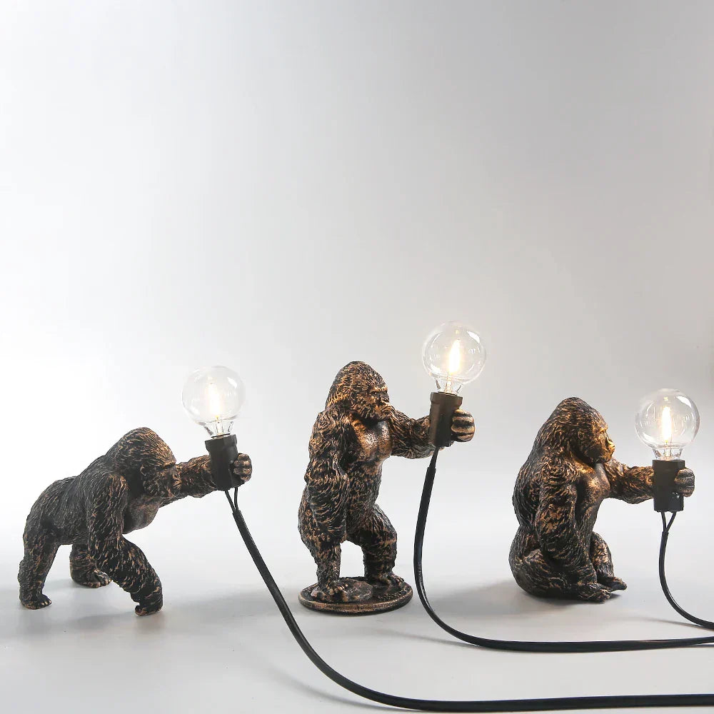 Skorter | GorillaLux - Unique Gorilla Table Lamp | Modern Animal Lamp with Warm LED Light