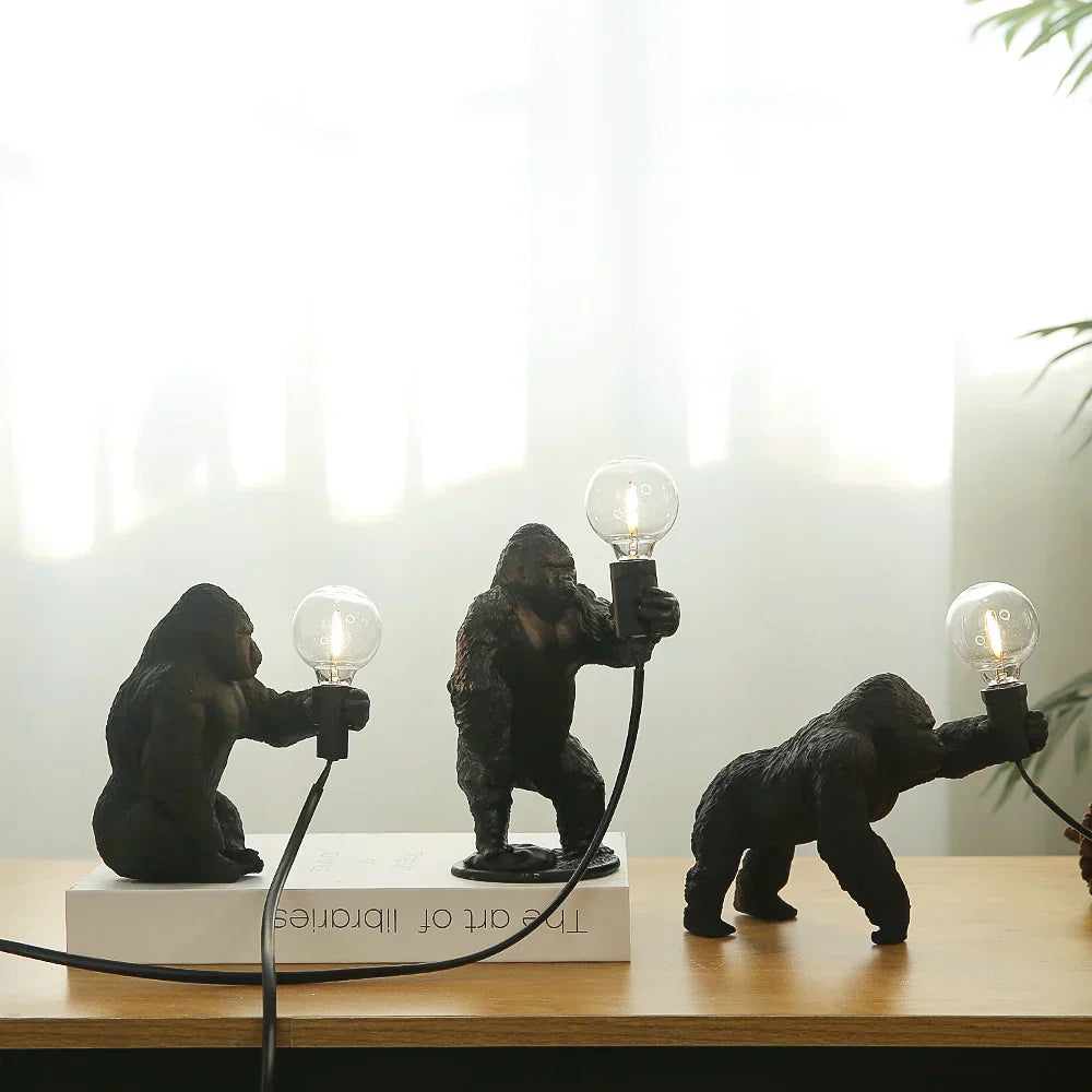 Skorter | GorillaLux - Unique Gorilla Table Lamp | Modern Animal Lamp with Warm LED Light