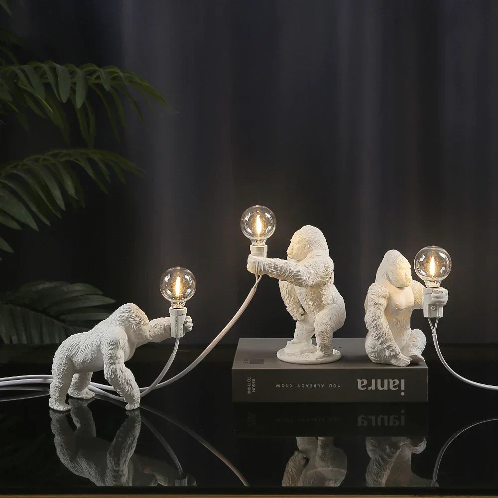Skorter | GorillaLux - Unique Gorilla Table Lamp | Modern Animal Lamp with Warm LED Light
