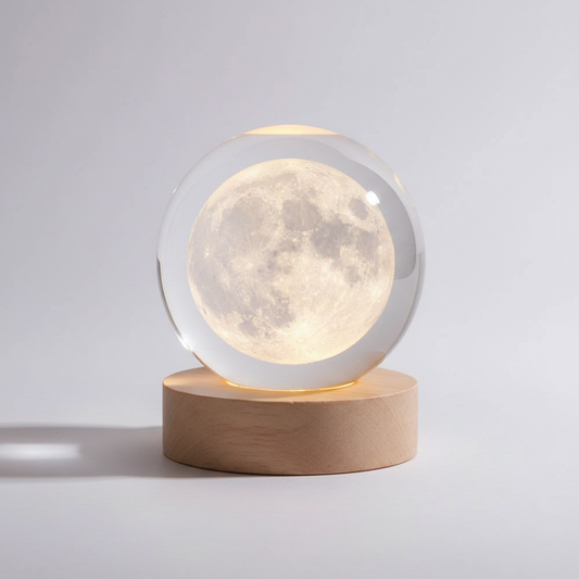 Skorter | AstroGlobe 3D Lamp – Spherical Wooden Table Lamp with Warm LED Light and Planet Design