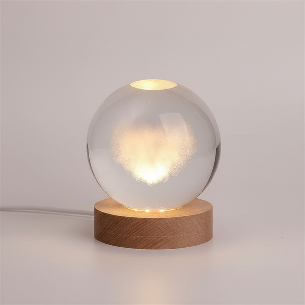 Skorter | AstroGlobe 3D Lamp – Spherical Wooden Table Lamp with Warm LED Light and Planet Design