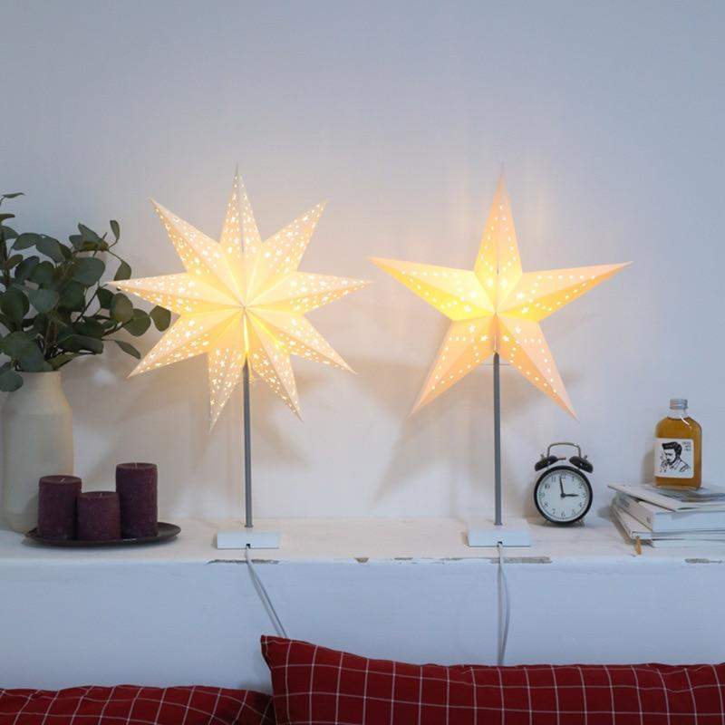Skorter | StellarGlow | Radiant LED Star Table Lamp – Wooden Base Ambient Light for Bedroom & Living Room Décor
