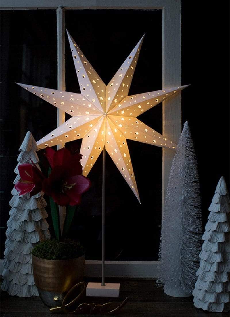 Skorter | StellarGlow | Radiant LED Star Table Lamp – Wooden Base Ambient Light for Bedroom & Living Room Décor