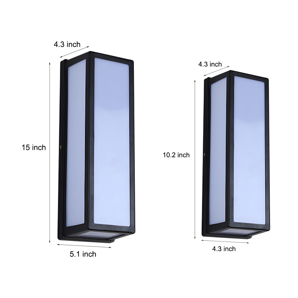 Skorter | Rectangular LED waterproof motion sensor black contemporary wall lamp