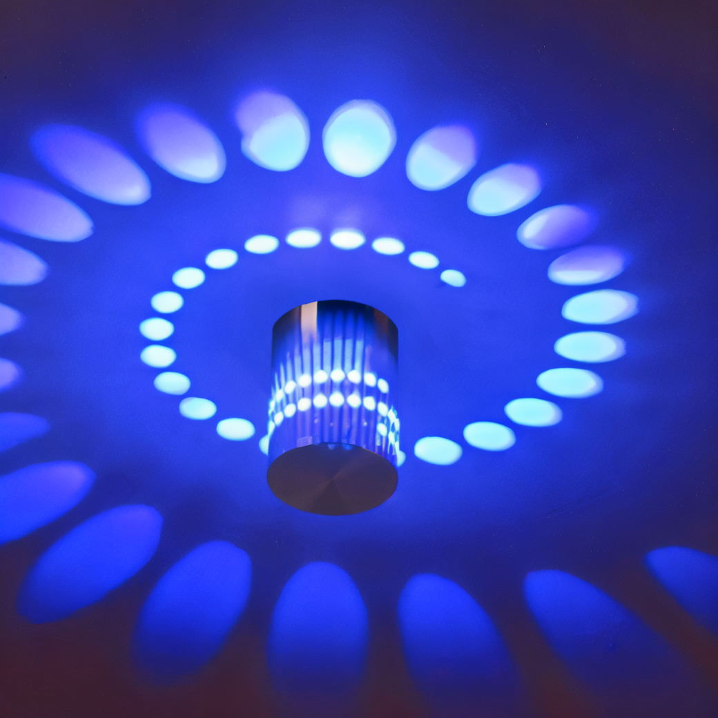 Skorter | LuminBlast LED Wall Light – Colourful Spiral Cylinder Wall Lamp for Modern Indoor Lighting