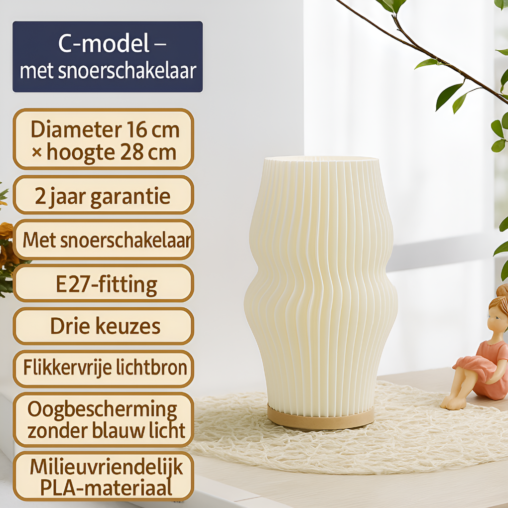 Skorter | LunaSwirl | Luxury Modern Swirl LED Table Lamp – Elegant Ambient Lighting