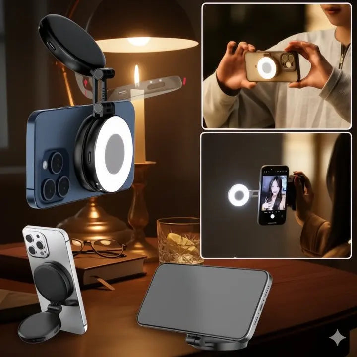 Skorter | LumiClip Portable Selfie Ring Light with Clamp – Magnetic and Rechargeable