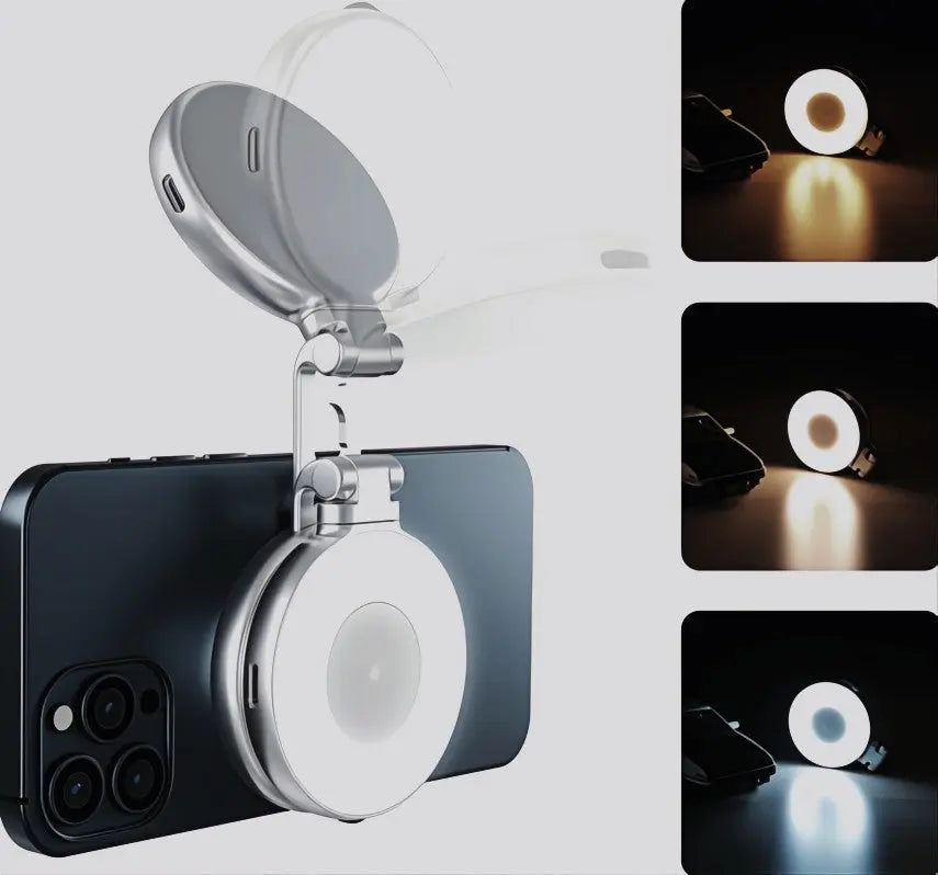 Skorter | LumiClip Portable Selfie Ring Light with Clamp – Magnetic and Rechargeable
