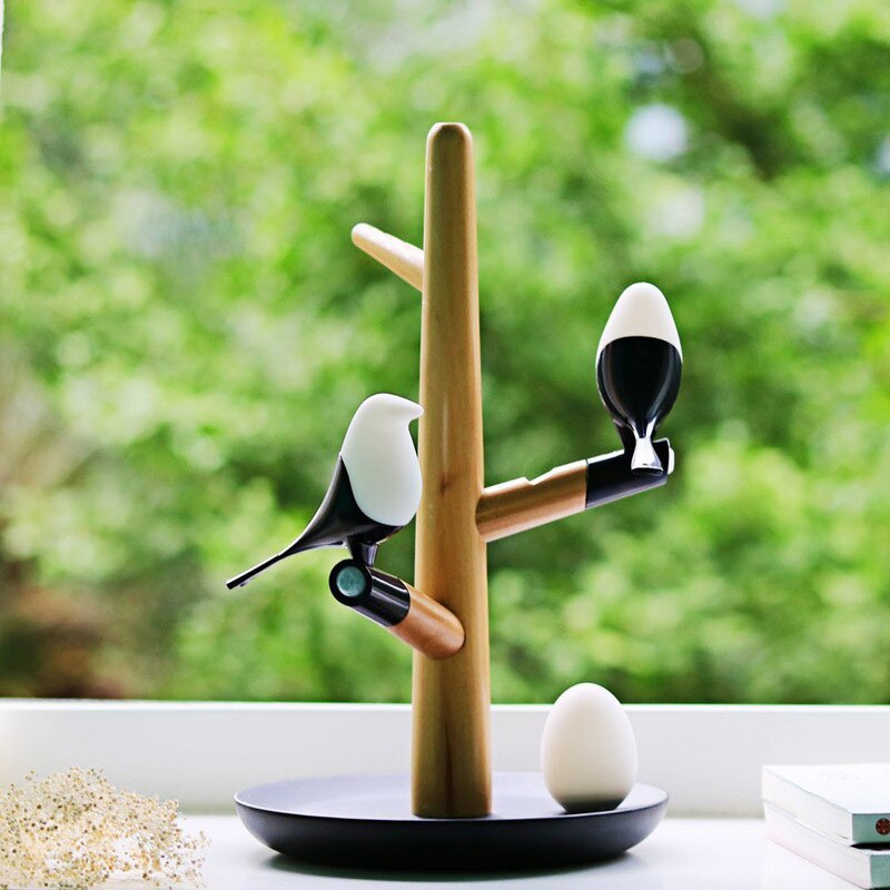 Skorter | Magpie Bird USB Charger Night Light Intelligent Vibration Induction LED Desk Lamp Small Egg LED Light Home Decor Lamp Gifts