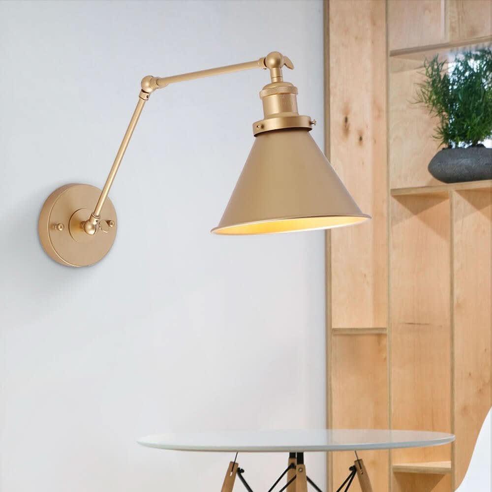 Skorter | Mid-Century Adjustable Metal Wall Lamp – Brass & Black