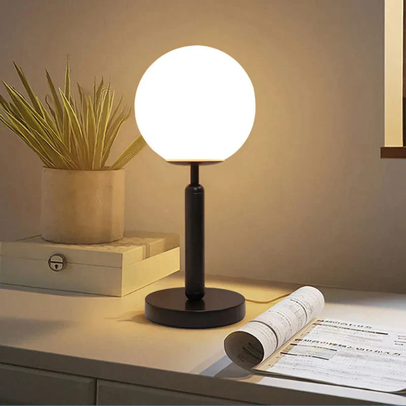 Skorter | LuminousOrb - LED Glass Sphere Brass Table Lamp