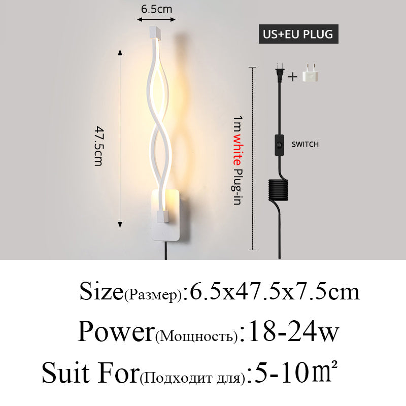 Skorter | Modern Minimalist Wall Lamps Living Room Bedroom Bed Nightstand Pendant LED Indoor Black White Lamp Corridor Lighting Decoration