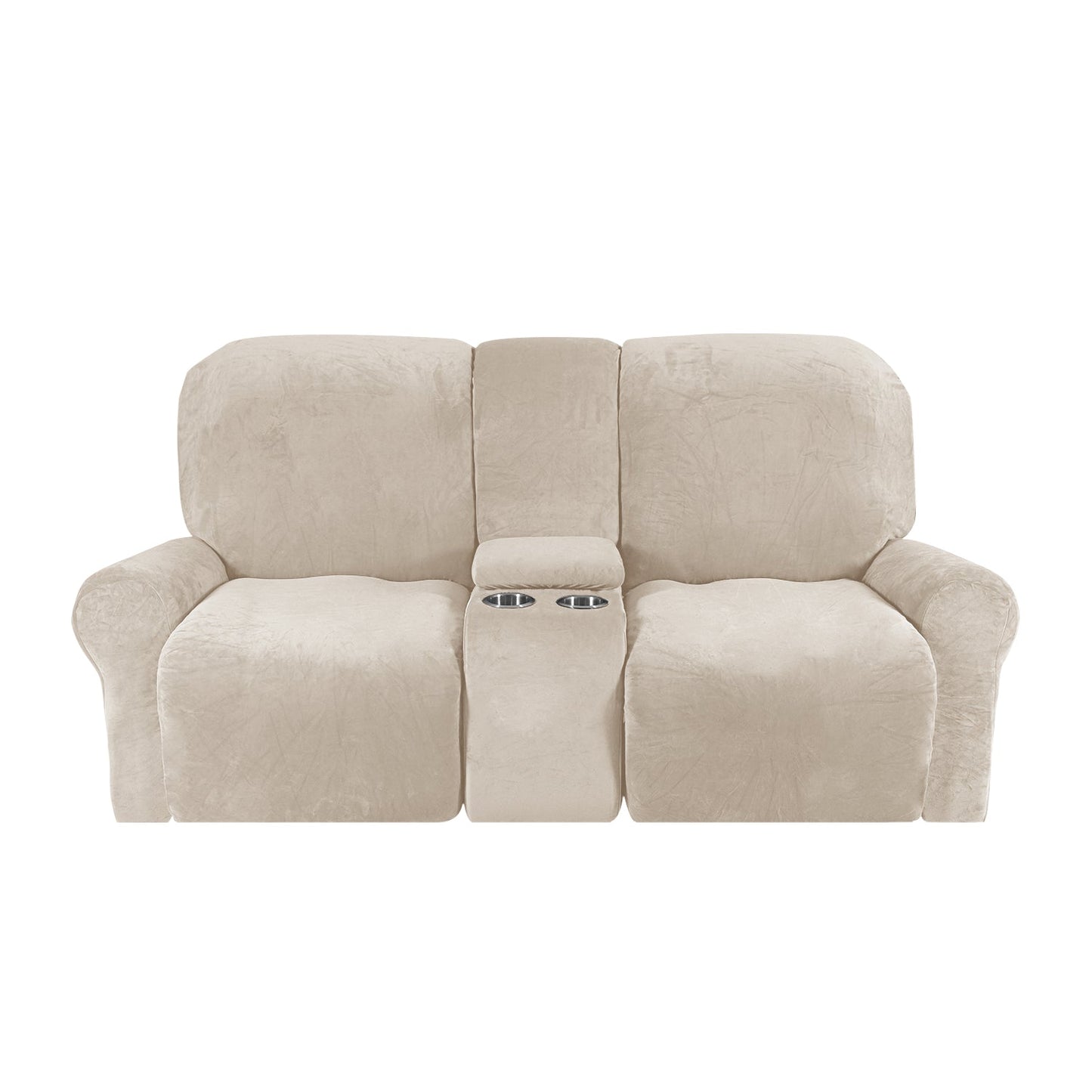 Love-seat Recliner Cover with Cup Holders 2 Seats Easy-Going Non Slip Soft Sofa Slipcover Thick Soft Furniture Covers, 12 Colors