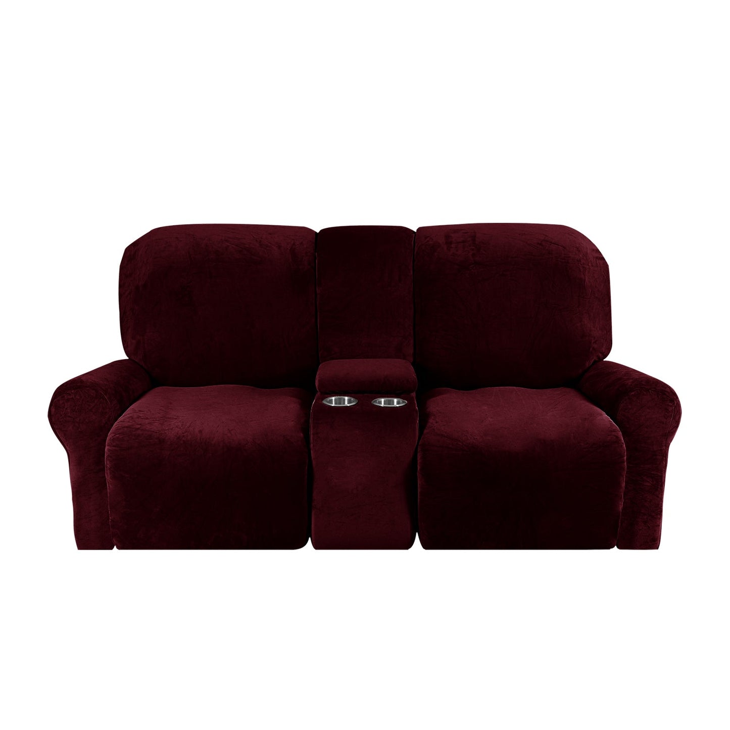 Love-seat Recliner Cover with Cup Holders 2 Seats Easy-Going Non Slip Soft Sofa Slipcover Thick Soft Furniture Covers, 12 Colors