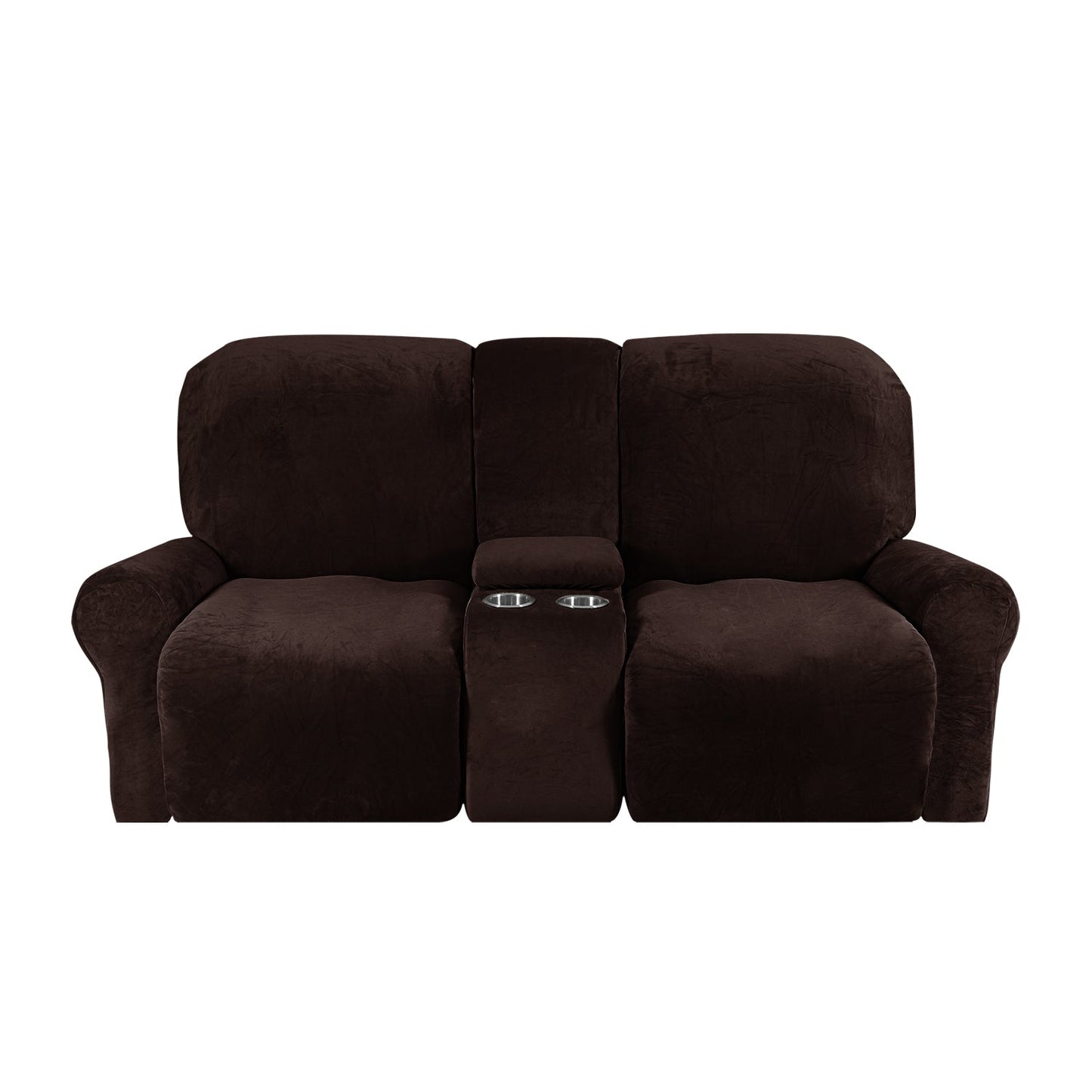 Love-seat Recliner Cover with Cup Holders 2 Seats Easy-Going Non Slip Soft Sofa Slipcover Thick Soft Furniture Covers, 12 Colors