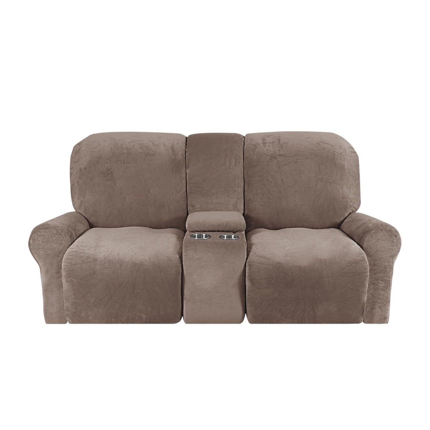 Skorter | 2-Seater Recliner Sofa Cover with Cup Holders – Velvet Plush