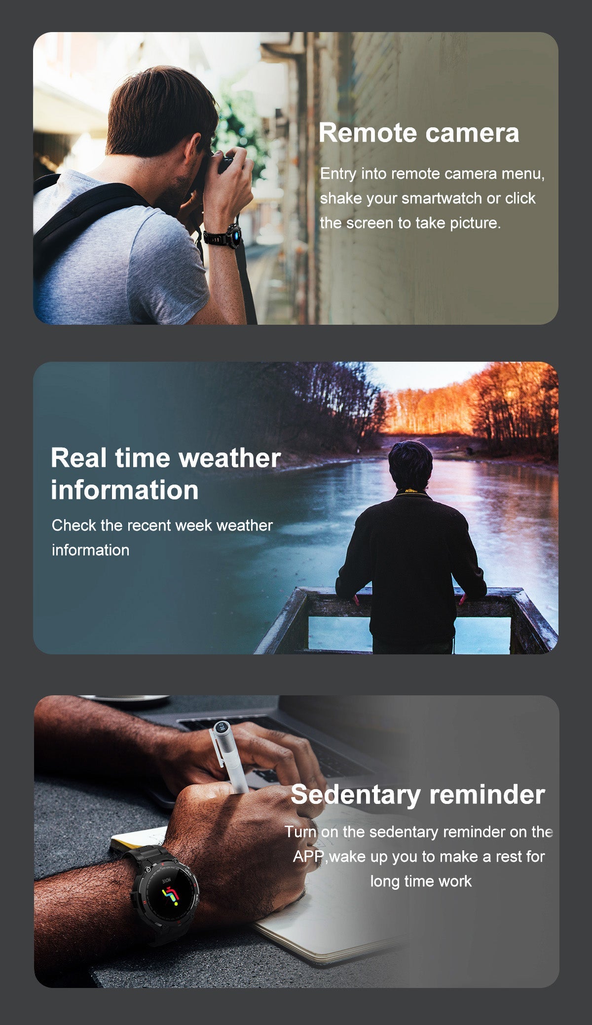 Smart Watch Outdoor Waterproof Sports Watch 1.28'' Multiple Sport Modes for Android iPhones Black/Green/Gray