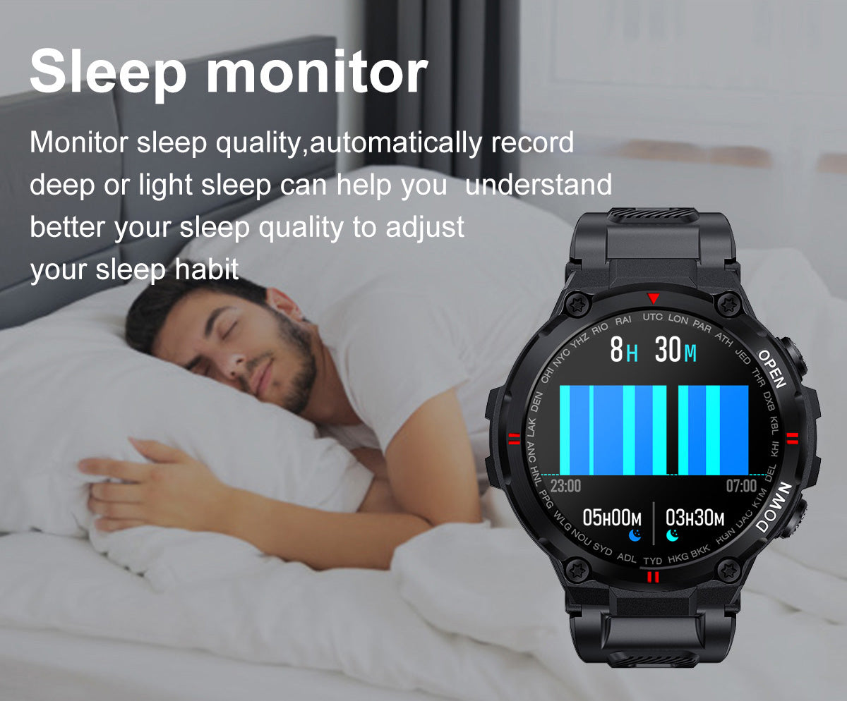 Smart Watch Outdoor Waterproof Sports Watch 1.28'' Multiple Sport Modes for Android iPhones Black/Green/Gray