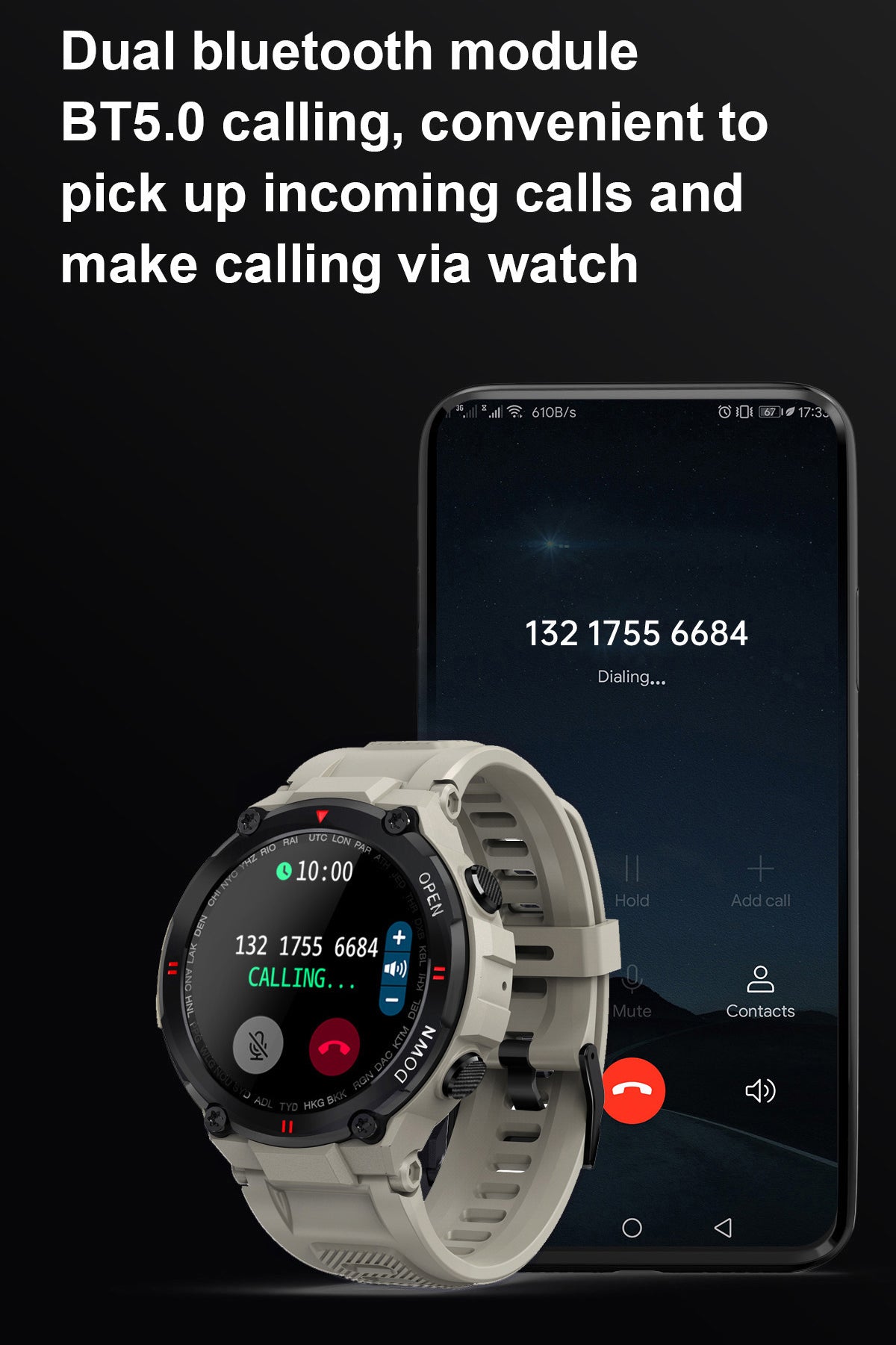 Smart Watch Outdoor Waterproof Sports Watch 1.28'' Multiple Sport Modes for Android iPhones Black/Green/Gray