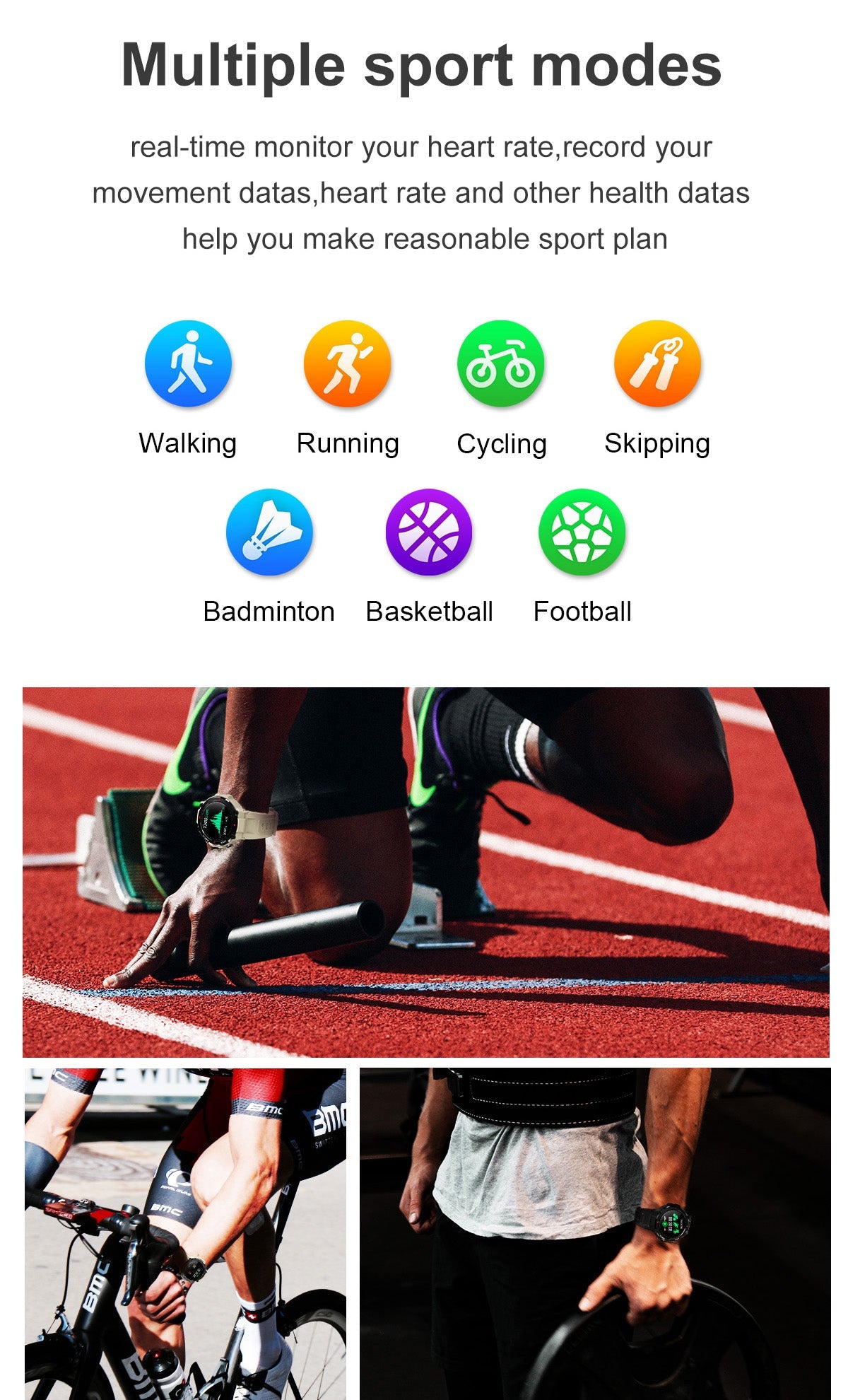 Smart Watch Outdoor Waterproof Sports Watch 1.28'' Multiple Sport Modes for Android iPhones Black/Green/Gray