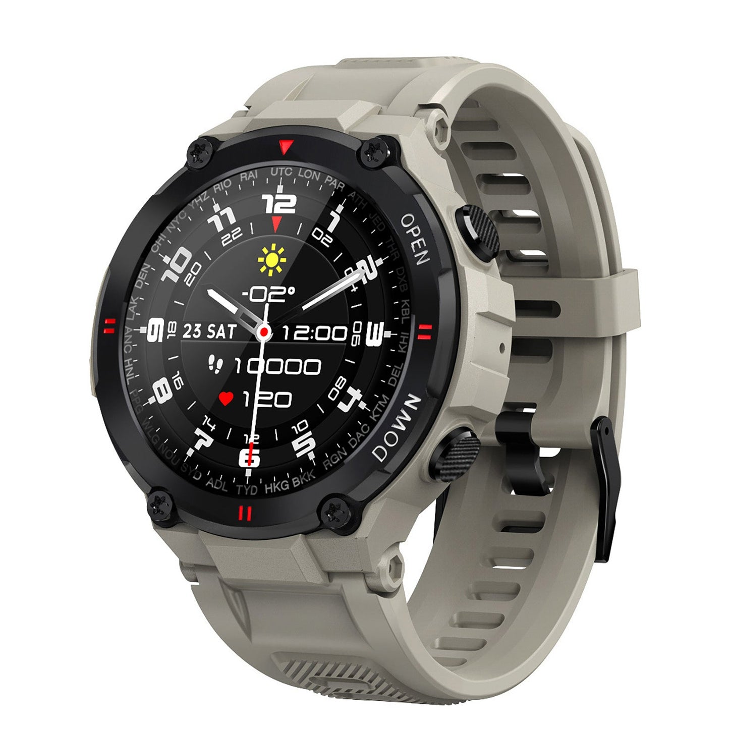 Smart Watch Outdoor Waterproof Sports Watch 1.28'' Multiple Sport Modes for Android iPhones Black/Green/Gray