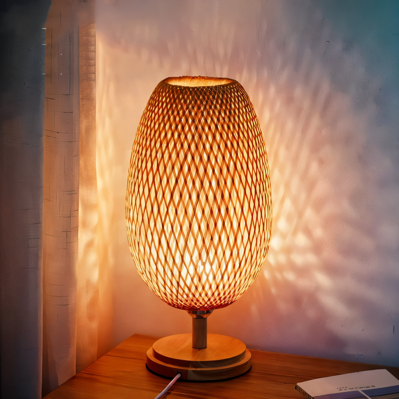 Skorter | NatureHue – Vintage Bamboo Table Lamp – Creative Woven Rattan Desk Light