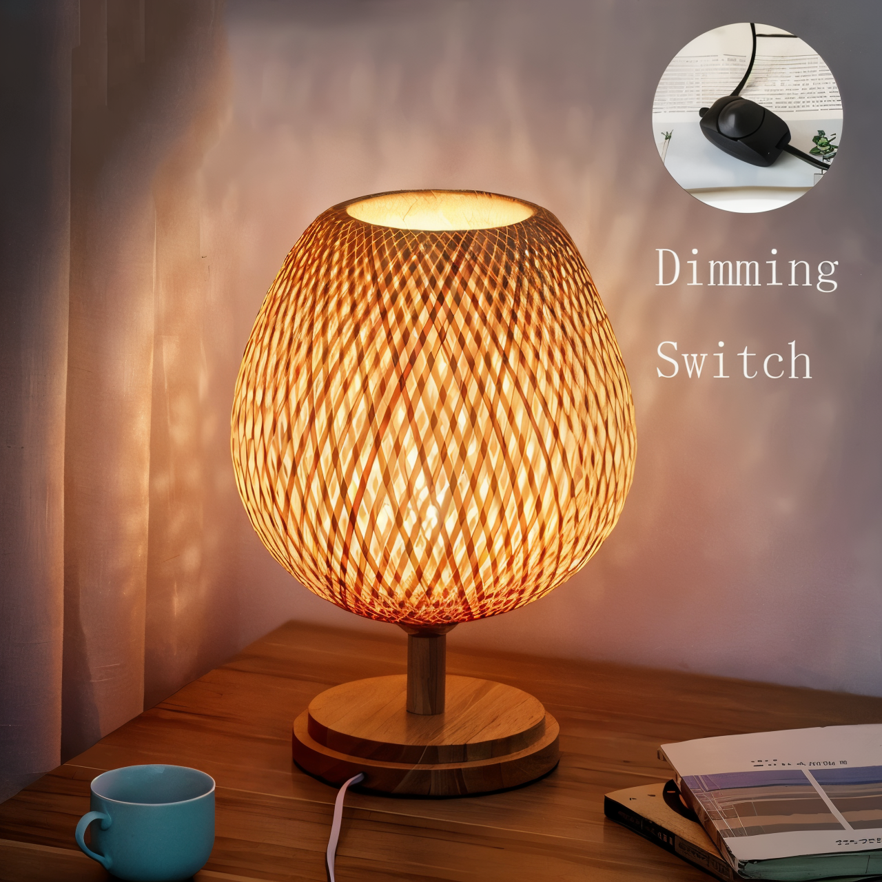 Skorter | NatureHue – Vintage Bamboo Table Lamp – Creative Woven Rattan Desk Light